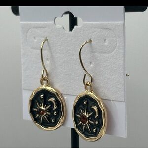 Celestial Gold and Black Disc Earrings